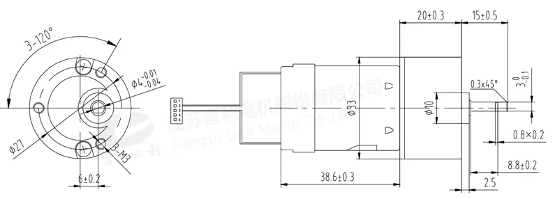Mechanical Dimension for 33ZYJ360 DC Brushed Gear Motor