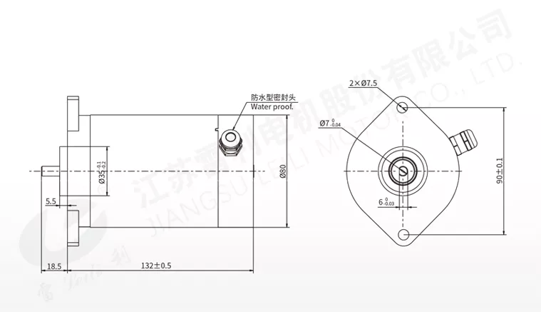 Mechanical Dimension for 80ZY DC Brush Motor