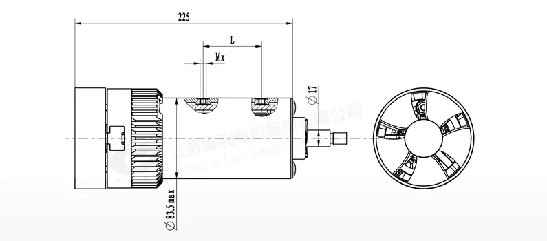 Mechanical Dimension for 82zy Treadmill Motor