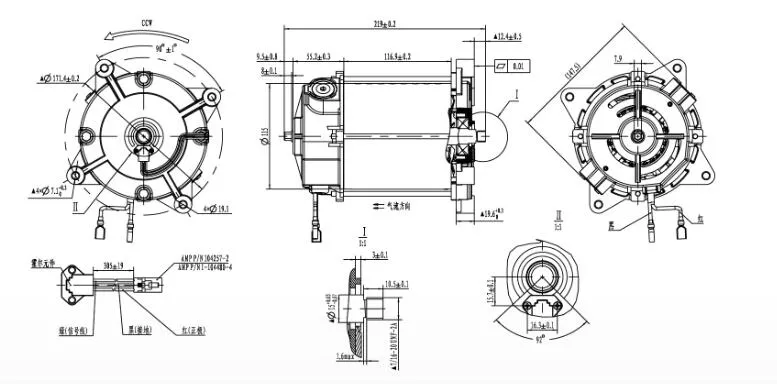 Dimensiones mecánicas del motor universal U11163