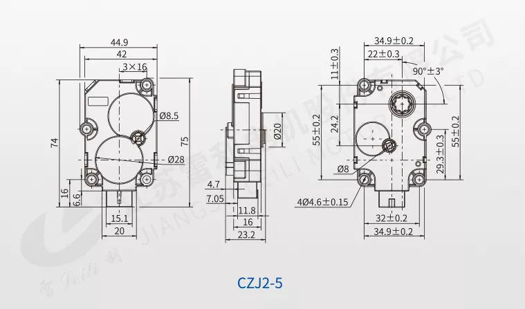 Dimensiones mecánicas del actuador de aire acondicionado automotriz-2