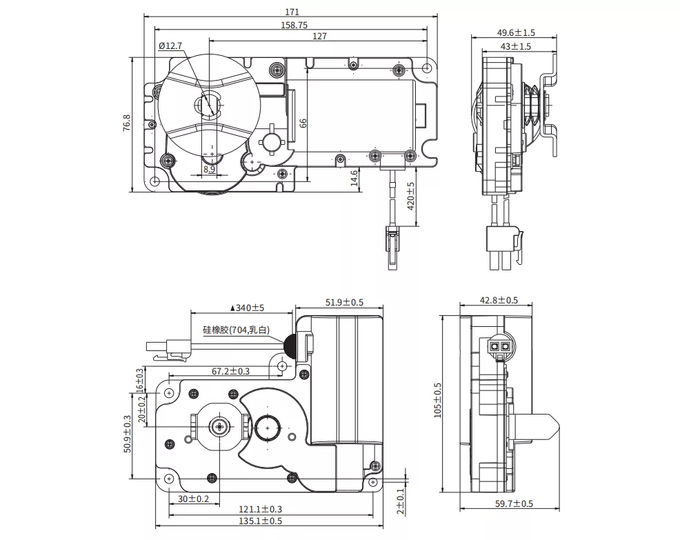 Mechanical Dimensions for Ice Crusher CLX3,CLX6
