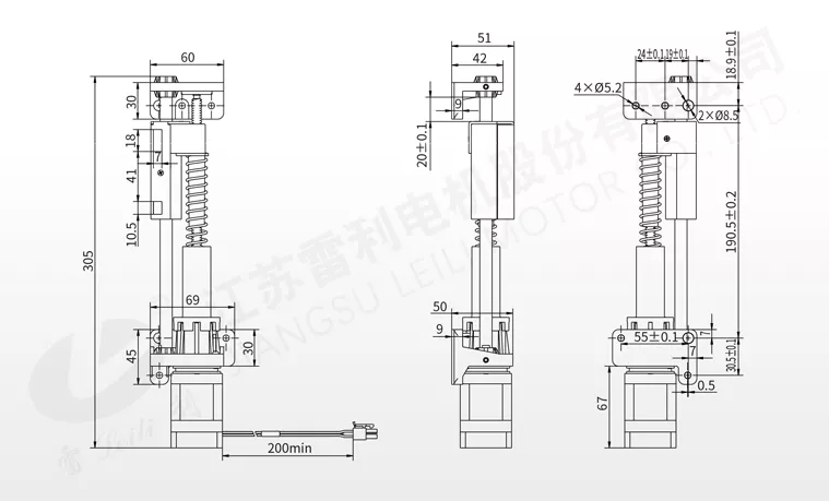 Mechanical Dimensions of BSJJ1-1 Smart Furniture Solution Linear Actuator Motor