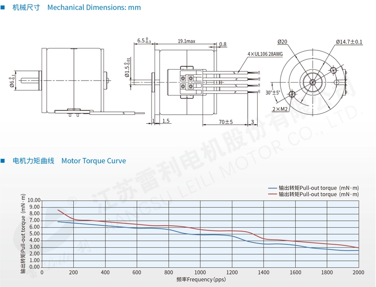 PM Stepping Motor 20BY45 Dimension