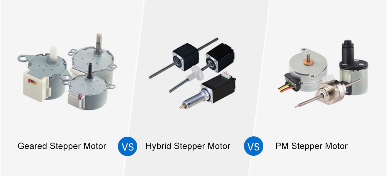 Geared vs Hybrid vs PM Stepper Motors