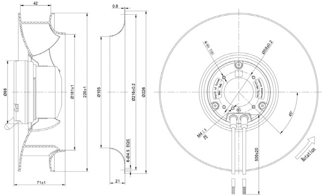 Φ220 EC Backward-curved Centrifugal Fan