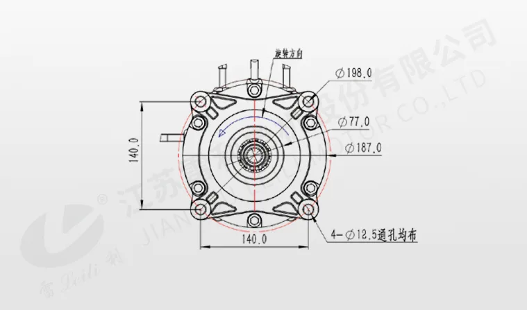 Square Flange Drive Motor(18 Teeth) Dimensions