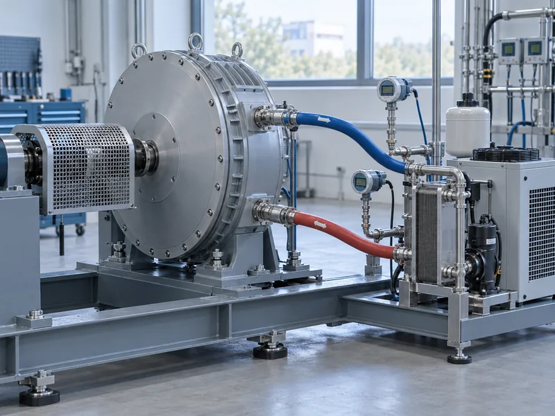 A disc shaped motor connected to a conceptual liquid cooling circuit A disc shaped motor connected to a conceptual liquid cooling circuit